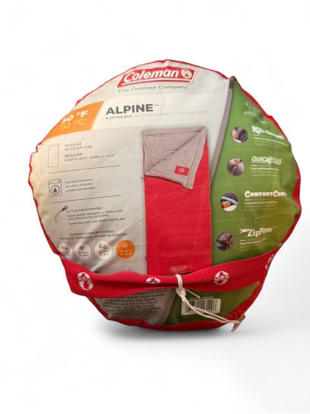 Coleman Alpine Red Sleeping Bag - Packable